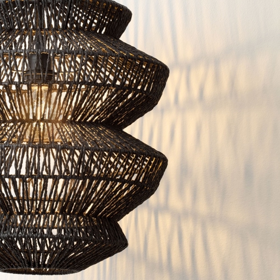 Lampadario nero in rattan 50 cm a sospensione
