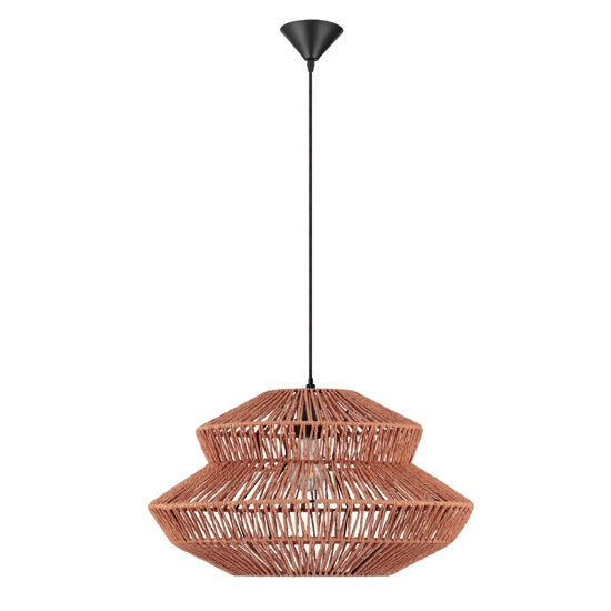 Lampadario di rattan rosso intrecciato per soggiorno
