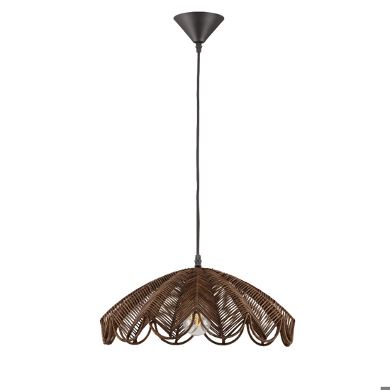 Lampadario di rattan marrone intrecciato per cucina