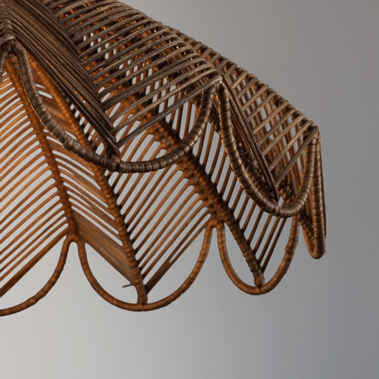 Lampadario di rattan marrone intrecciato per cucina