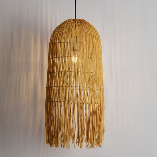 Lampadario di rattan sottile giallo per camera da letto