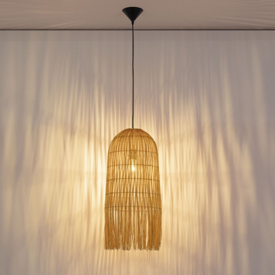 Lampadario di rattan sottile giallo per camera da letto