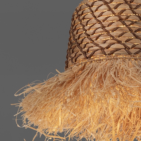 Lampadario rattan giacinto d'acqua intrecciato rafia corda