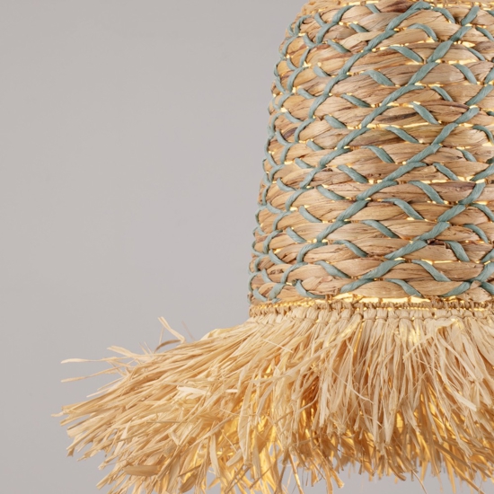 Lampadario in rattan giacinto d'acqua rafia corda verde salvia per camera da letto