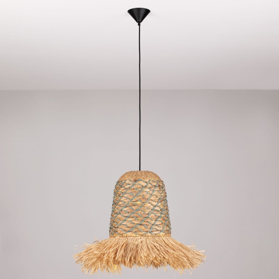 Lampadario in rattan giacinto d'acqua rafia corda verde salvia per camera da letto