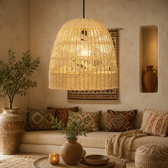 Lampada a sospensione in rattan naturale 30 cm