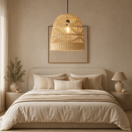 Lampada a sospensione in rattan naturale 30 cm