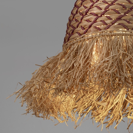 Lampadario a sospensione di rattan giacinto d'acqua intrecciato rafia corda per camera da letto