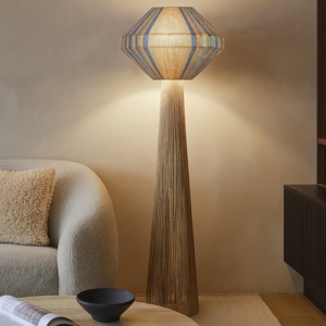 Lampada da terra in rattan corda naturale  piantana etnica