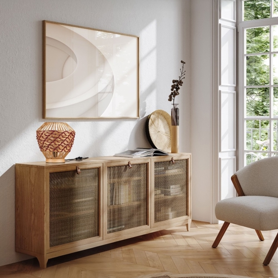 Lampada da comodino abat-jour in rattan giacinto d'acqua naturale corda rossa