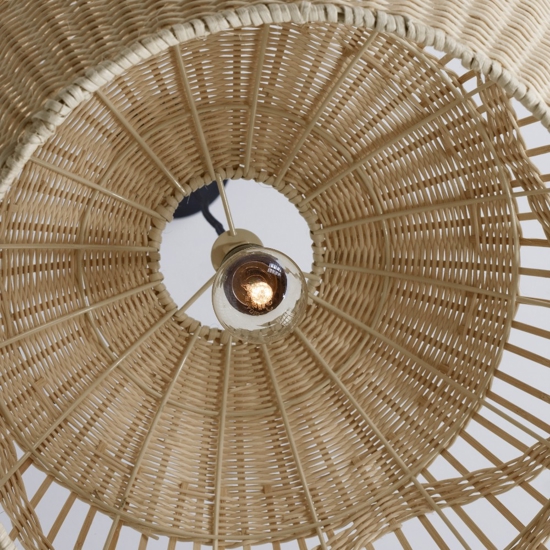 Lampadario cupola di rattan naturale 49 cm per cucina