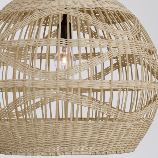 Lampadario cupola di rattan naturale 49 cm per cucina