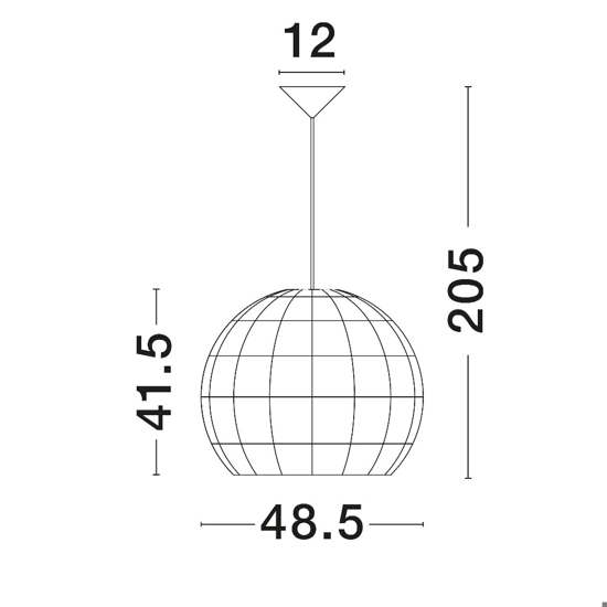 Lampadario cupola di rattan naturale 49 cm per cucina