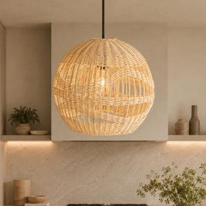 Lampada cupola di rattan naturale a sospensione 30 cm
