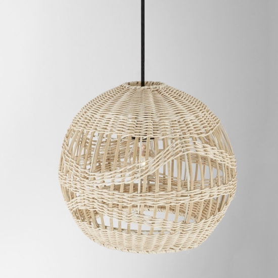 Lampada cupola di rattan naturale a sospensione 30 cm