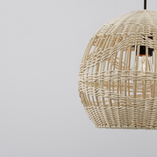 Lampada cupola di rattan naturale a sospensione 30 cm