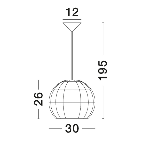Lampada cupola di rattan naturale a sospensione 30 cm