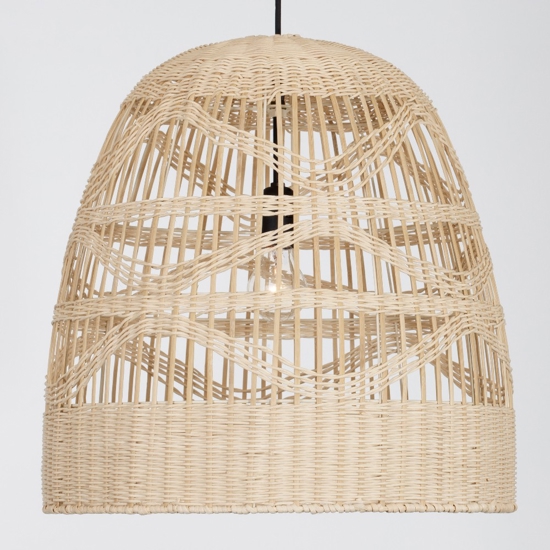 Lampadario cupola di rattan naturale 46 cm per cucina