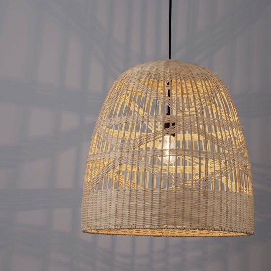 Lampadario cupola di rattan naturale 46 cm per cucina