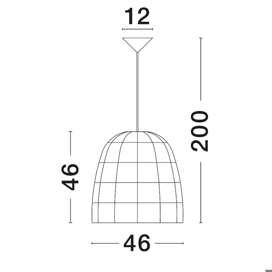 Lampadario cupola di rattan naturale 46 cm per cucina