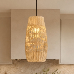Lampada a sospensione cupola in rattan naturale 22 cm