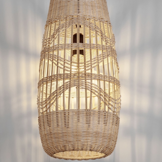 Lampada a sospensione cupola in rattan naturale 22 cm