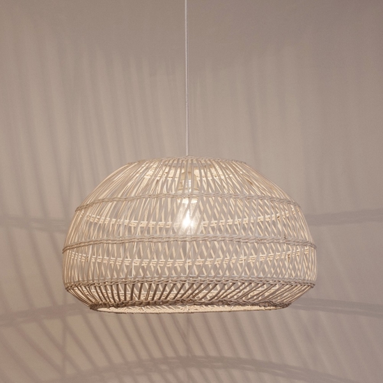 Lampadario di rattan avorio intrecciato 50 cm per camera da letto