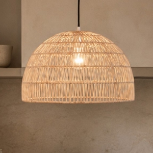 Lampadario cupola di rattan naturale 40 cm per cucina