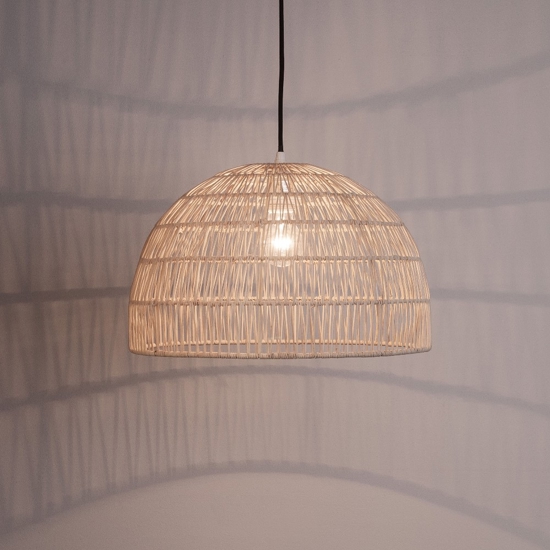 Lampadario cupola di rattan naturale 40 cm per cucina