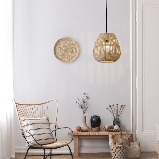 Lampadario di rattan naturale 27 cm a sospensione