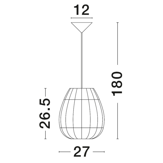 Lampadario di rattan naturale 27 cm a sospensione