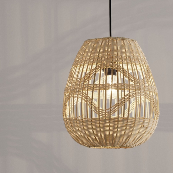 Lampada a sospensione in rattan naturale per cucina