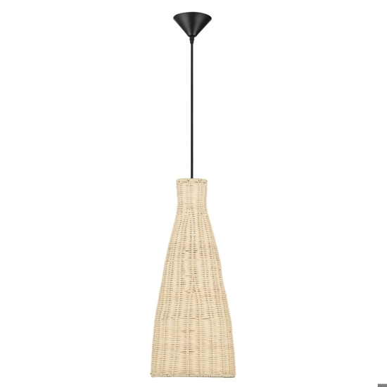 Lampada a sospensione cono di rattan naturale per isola cucina