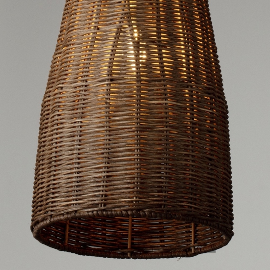 Lampada di rattan marrone intrecciato a sospensione per isola cucina