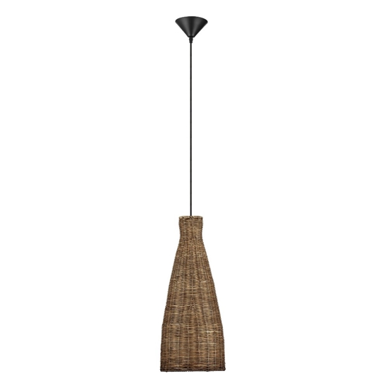 Lampada di rattan marrone intrecciato a sospensione per isola cucina