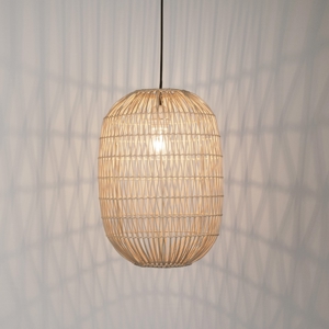 Lampadario in rattan naturale 30 cm per camera da letto etnica