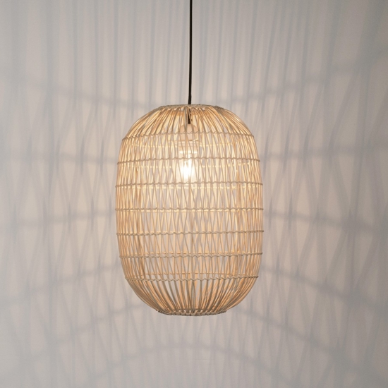 Lampadario in rattan naturale 30 cm per camera da letto etnica