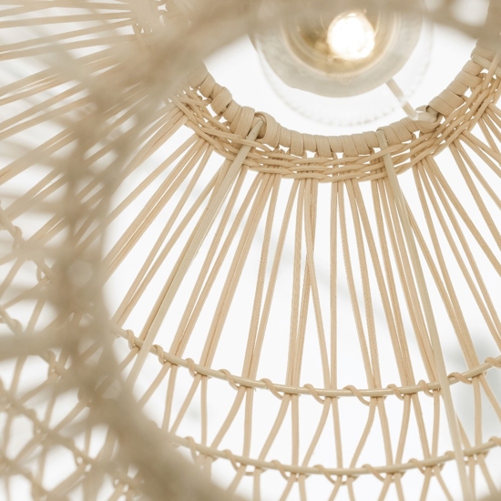 Lampadario in rattan naturale 30 cm per camera da letto etnica