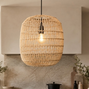 Lampadario pendente in rattan naturale intrecciato 30 cm per cucina