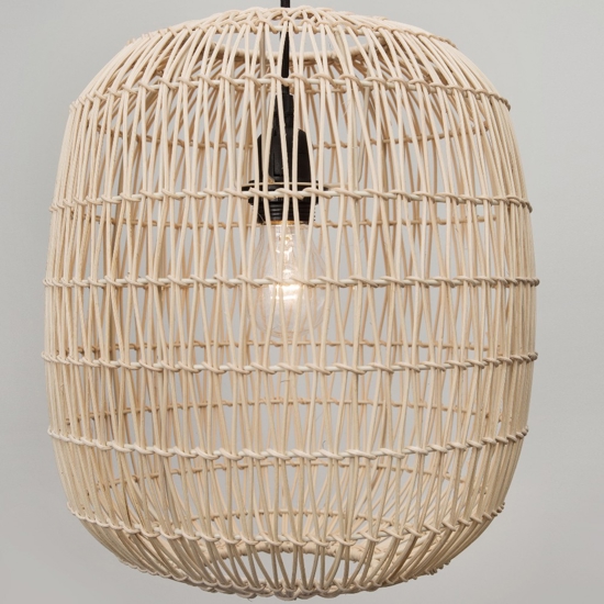 Lampadario pendente in rattan naturale intrecciato 30 cm per cucina