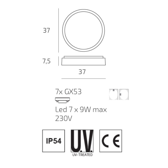 Top light plafoniera antracite da esterno rotonda moderna