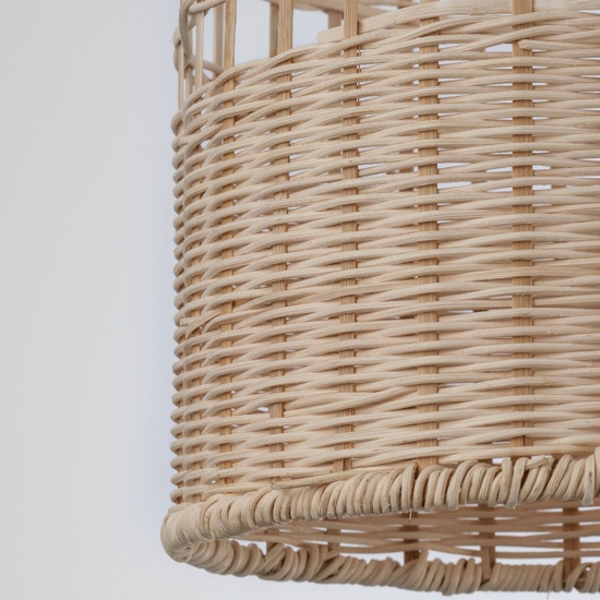 Lampada a sospensione in rattan naturale intrecciato per comodino camera da letto