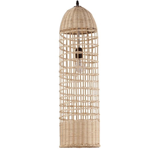 Lampada a sospensione in rattan naturale intrecciato per comodino camera da letto