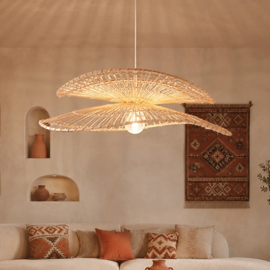 Lampadario di rattan naturale e bamboo rattan per cucina