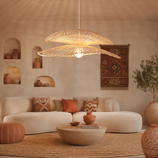Lampadario di rattan naturale e bamboo rattan per cucina