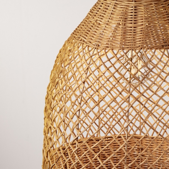 Lampadario di rattan miele intrecciato per sala da pranzo