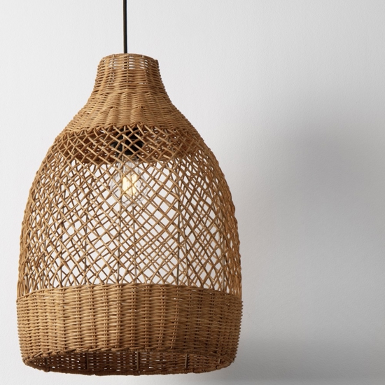Lampadario di rattan miele intrecciato per sala da pranzo