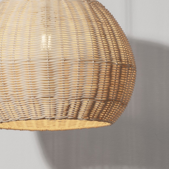 Lampadario a sospensione cupola di rattan naturale 39 cm per sala da pranzo