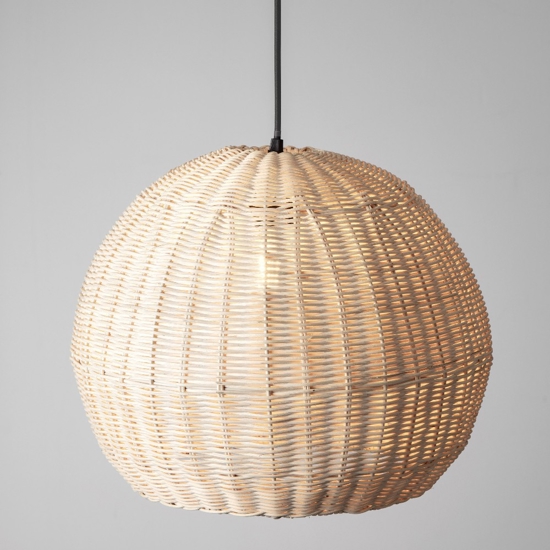 Lampadario a sospensione cupola di rattan naturale 39 cm per sala da pranzo