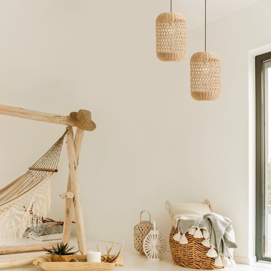 Lampada a sospensione in rattan naturale 24 cm